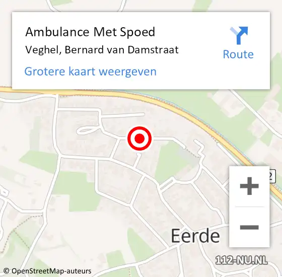 Locatie op kaart van de 112 melding: Ambulance Met Spoed Naar Veghel, Bernard Van Damstraat op 15 september 2019 13:31