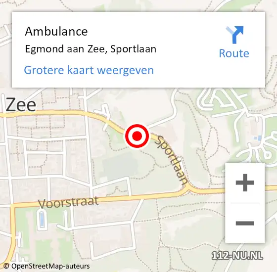 Locatie op kaart van de 112 melding: Ambulance Egmond aan Zee, Sportlaan op 15 september 2019 13:35