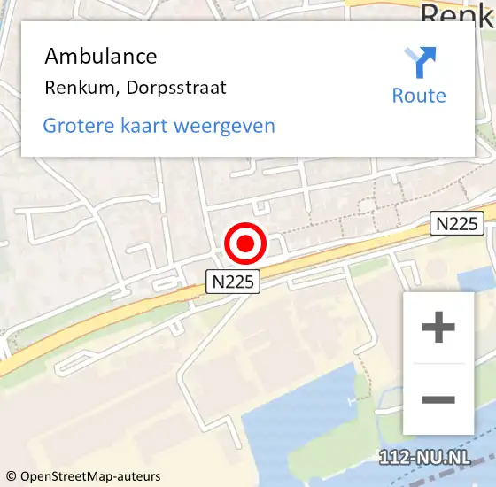 Locatie op kaart van de 112 melding: Ambulance Renkum, Dorpsstraat op 15 september 2019 13:46