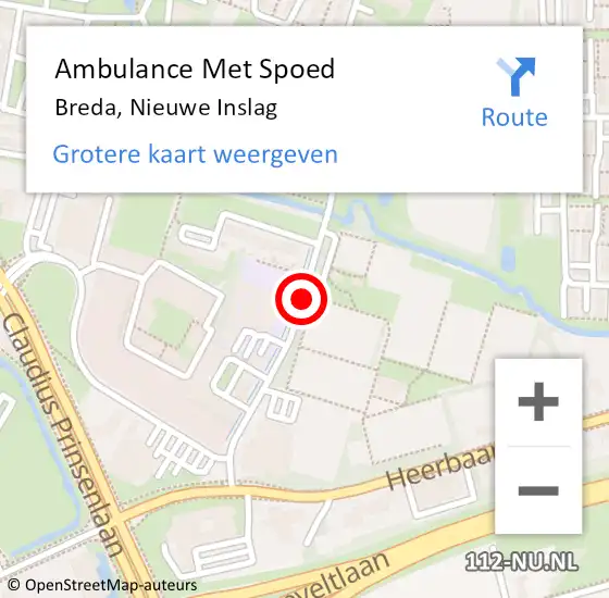 Locatie op kaart van de 112 melding: Ambulance Met Spoed Naar Breda, Nieuwe Inslag op 15 september 2019 13:57