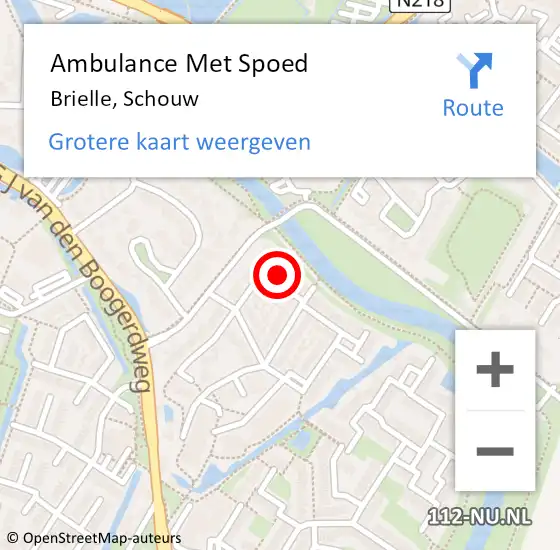 Locatie op kaart van de 112 melding: Ambulance Met Spoed Naar Brielle, Schouw op 15 september 2019 14:12