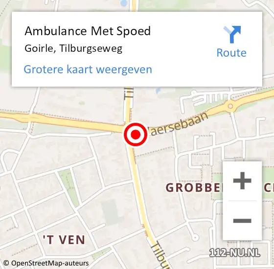 Locatie op kaart van de 112 melding: Ambulance Met Spoed Naar Goirle, Tilburgseweg op 15 september 2019 14:23