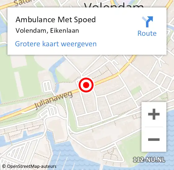 Locatie op kaart van de 112 melding: Ambulance Met Spoed Naar Volendam, Eikenlaan op 13 april 2014 22:33