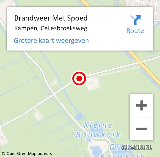 Locatie op kaart van de 112 melding: Brandweer Met Spoed Naar Kampen, Cellesbroeksweg op 15 september 2019 14:36