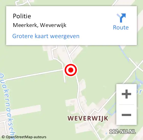 Locatie op kaart van de 112 melding: Politie Meerkerk, Weverwijk op 15 september 2019 15:05