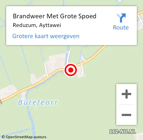 Locatie op kaart van de 112 melding: Brandweer Met Grote Spoed Naar Reduzum, Ayttawei op 15 september 2019 15:17