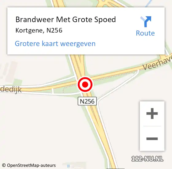 Locatie op kaart van de 112 melding: Brandweer Met Grote Spoed Naar Kortgene, N256 op 15 september 2019 15:53