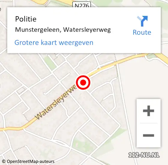 Locatie op kaart van de 112 melding: Politie Munstergeleen, Watersleyerweg op 15 september 2019 15:56