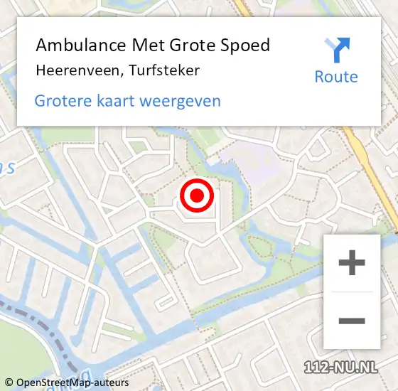 Locatie op kaart van de 112 melding: Ambulance Met Grote Spoed Naar Heerenveen, Turfsteker op 28 september 2013 16:43