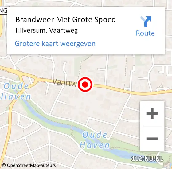Locatie op kaart van de 112 melding: Brandweer Met Grote Spoed Naar Hilversum, Vaartweg op 15 september 2019 16:18