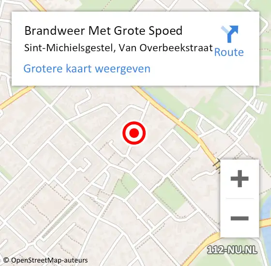 Locatie op kaart van de 112 melding: Brandweer Met Grote Spoed Naar Sint-Michielsgestel, Van Overbeekstraat op 15 september 2019 16:49