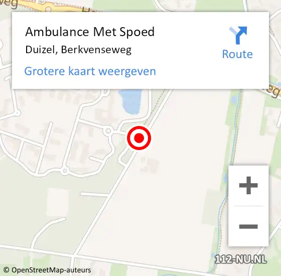 Locatie op kaart van de 112 melding: Ambulance Met Spoed Naar Duizel, Berkvenseweg op 15 september 2019 17:03