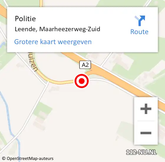 Locatie op kaart van de 112 melding: Politie Leende, Maarheezerweg-Zuid op 15 september 2019 17:16