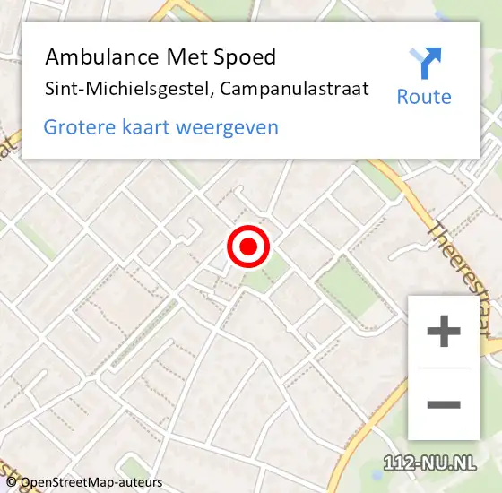 Locatie op kaart van de 112 melding: Ambulance Met Spoed Naar Sint-Michielsgestel, Campanulastraat op 13 april 2014 23:04