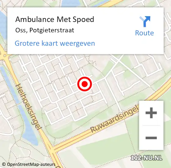 Locatie op kaart van de 112 melding: Ambulance Met Spoed Naar Oss, Potgieterstraat op 15 september 2019 17:42