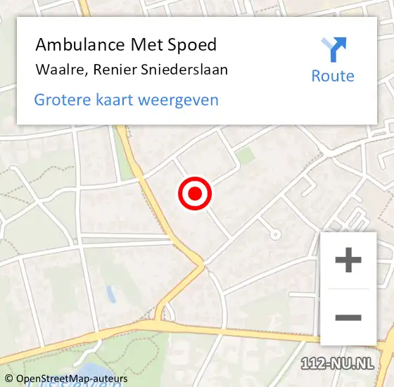 Locatie op kaart van de 112 melding: Ambulance Met Spoed Naar Waalre, Renier Sniederslaan op 15 september 2019 17:45