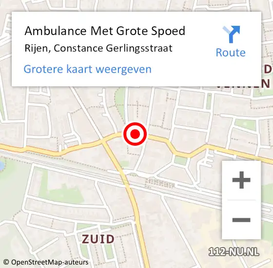 Locatie op kaart van de 112 melding: Ambulance Met Grote Spoed Naar Rijen, Constance Gerlingsstraat op 15 september 2019 18:11