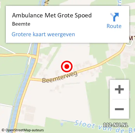 Locatie op kaart van de 112 melding: Ambulance Met Grote Spoed Naar Beemte op 15 september 2019 18:35