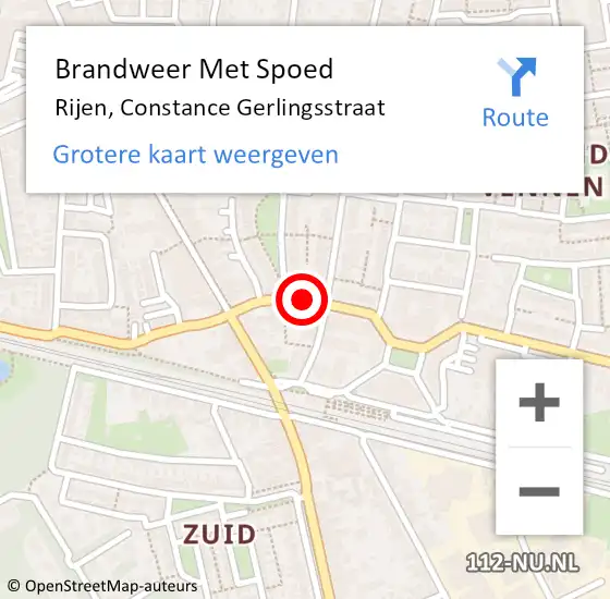 Locatie op kaart van de 112 melding: Brandweer Met Spoed Naar Rijen, Constance Gerlingsstraat op 15 september 2019 18:44