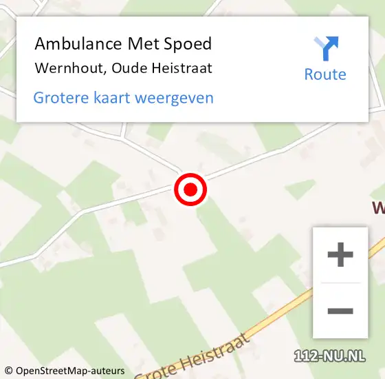 Locatie op kaart van de 112 melding: Ambulance Met Spoed Naar Wernhout, Oude Heistraat op 13 april 2014 23:19