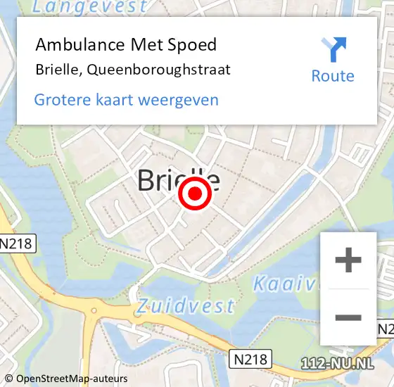 Locatie op kaart van de 112 melding: Ambulance Met Spoed Naar Brielle, Queenboroughstraat op 15 september 2019 19:16