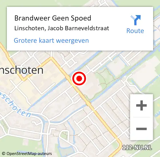 Locatie op kaart van de 112 melding: Brandweer Geen Spoed Naar Linschoten, Jacob Barneveldstraat op 15 september 2019 19:19