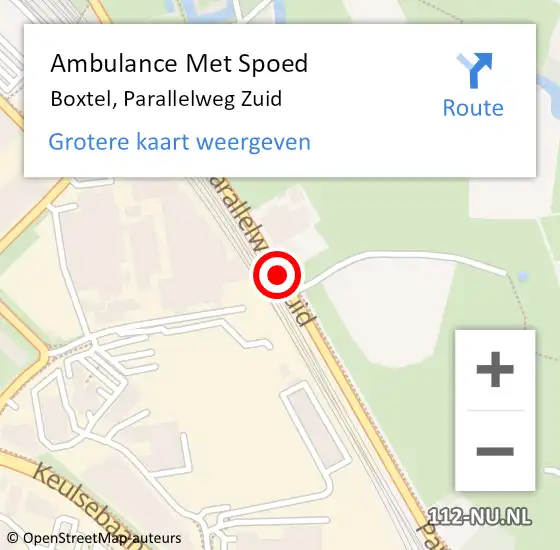 Locatie op kaart van de 112 melding: Ambulance Met Spoed Naar Boxtel, Parallelweg Zuid op 15 september 2019 19:38