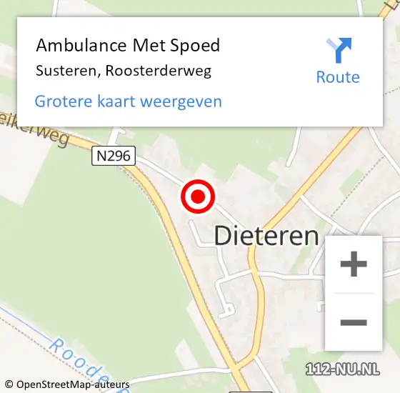 Locatie op kaart van de 112 melding: Ambulance Met Spoed Naar Susteren, Roosterderweg op 15 september 2019 21:21