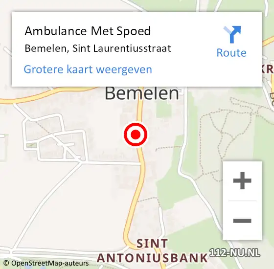 Locatie op kaart van de 112 melding: Ambulance Met Spoed Naar Bemelen, Sint Laurentiusstraat op 13 april 2014 23:44