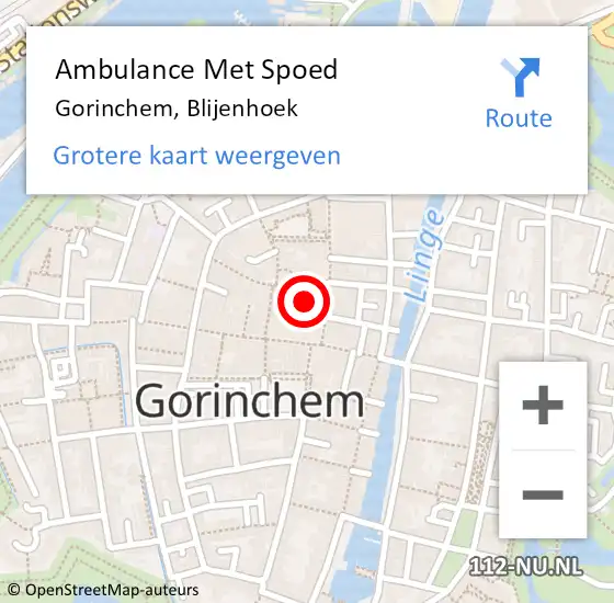 Locatie op kaart van de 112 melding: Ambulance Met Spoed Naar Gorinchem, Blijenhoek op 15 september 2019 21:45