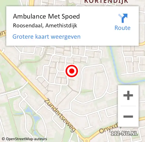 Locatie op kaart van de 112 melding: Ambulance Met Spoed Naar Roosendaal, Amethistdijk op 15 september 2019 21:46