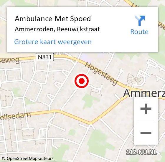 Locatie op kaart van de 112 melding: Ambulance Met Spoed Naar Ammerzoden, Reeuwijkstraat op 15 september 2019 21:52