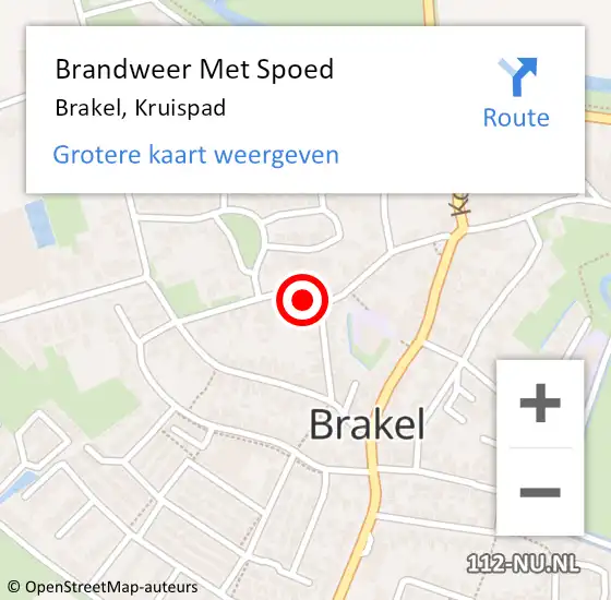 Locatie op kaart van de 112 melding: Brandweer Met Spoed Naar Brakel, Kruispad op 15 september 2019 22:05