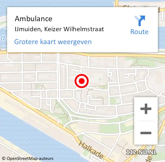 Locatie op kaart van de 112 melding: Ambulance IJmuiden, Keizer Wilhelmstraat op 16 september 2019 00:23