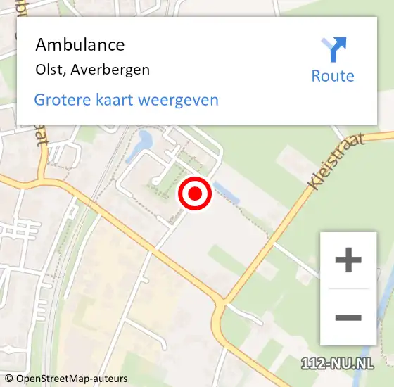 Locatie op kaart van de 112 melding: Ambulance Olst, Averbergen op 16 september 2019 00:24