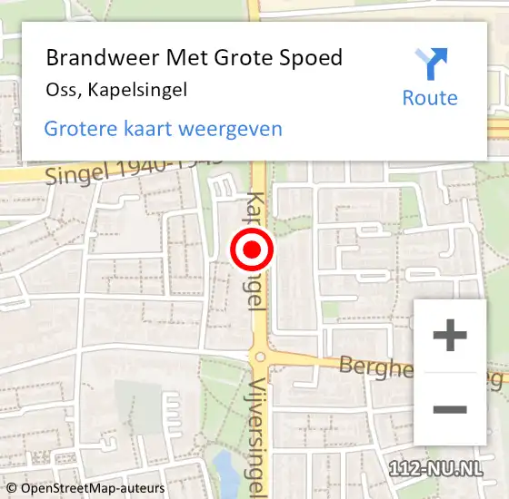 Locatie op kaart van de 112 melding: Brandweer Met Grote Spoed Naar Oss, Kapelsingel op 16 september 2019 02:12