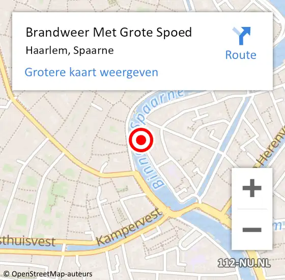 Locatie op kaart van de 112 melding: Brandweer Met Grote Spoed Naar Haarlem, Spaarne op 16 september 2019 05:48