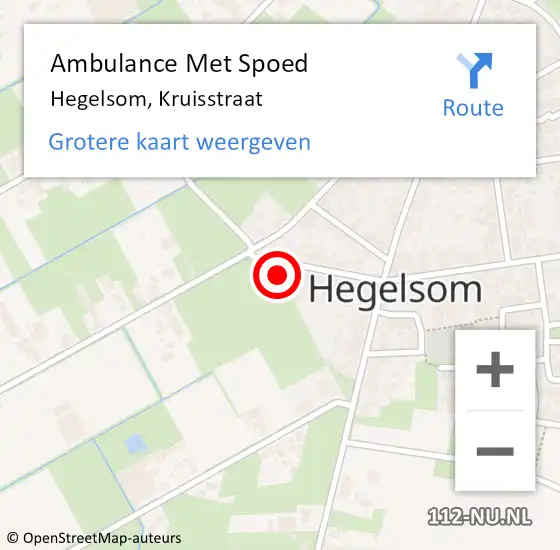 Locatie op kaart van de 112 melding: Ambulance Met Spoed Naar Hegelsom, Kruisstraat op 14 april 2014 00:38