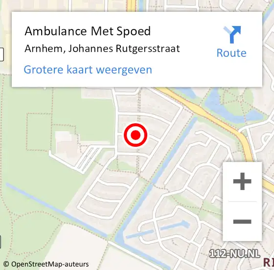 Locatie op kaart van de 112 melding: Ambulance Met Spoed Naar Arnhem, Johannes Rutgersstraat op 16 september 2019 06:45