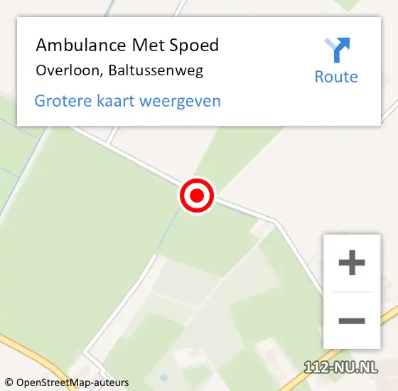Locatie op kaart van de 112 melding: Ambulance Met Spoed Naar Overloon, Baltussenweg op 16 september 2019 06:57