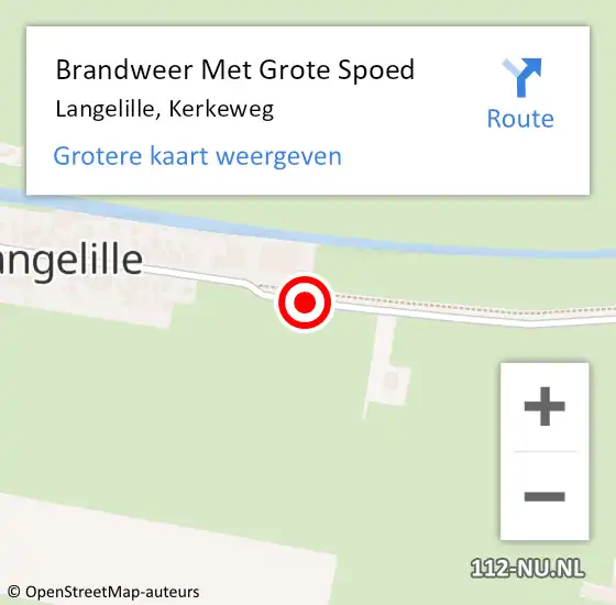 Locatie op kaart van de 112 melding: Brandweer Met Grote Spoed Naar Langelille, Kerkeweg op 16 september 2019 06:58