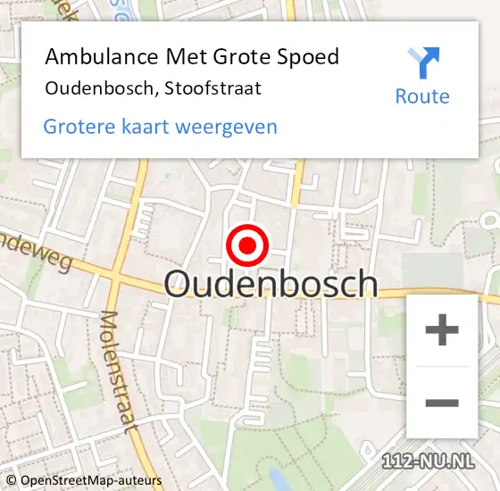 Locatie op kaart van de 112 melding: Ambulance Met Grote Spoed Naar Oudenbosch, Stoofstraat op 16 september 2019 07:16