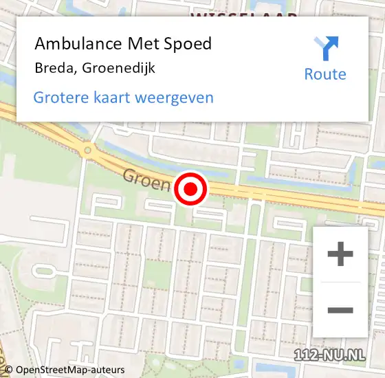Locatie op kaart van de 112 melding: Ambulance Met Spoed Naar Breda, Groenedijk op 16 september 2019 07:51
