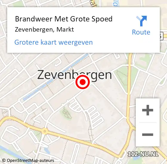 Locatie op kaart van de 112 melding: Brandweer Met Grote Spoed Naar Zevenbergen, Markt op 16 september 2019 08:19