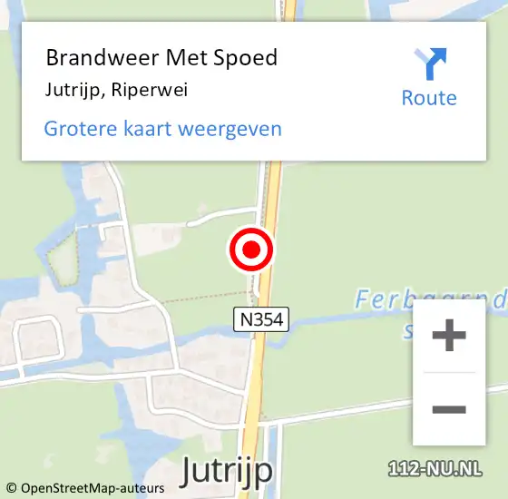 Locatie op kaart van de 112 melding: Brandweer Met Spoed Naar Jutrijp, Riperwei op 16 september 2019 08:22