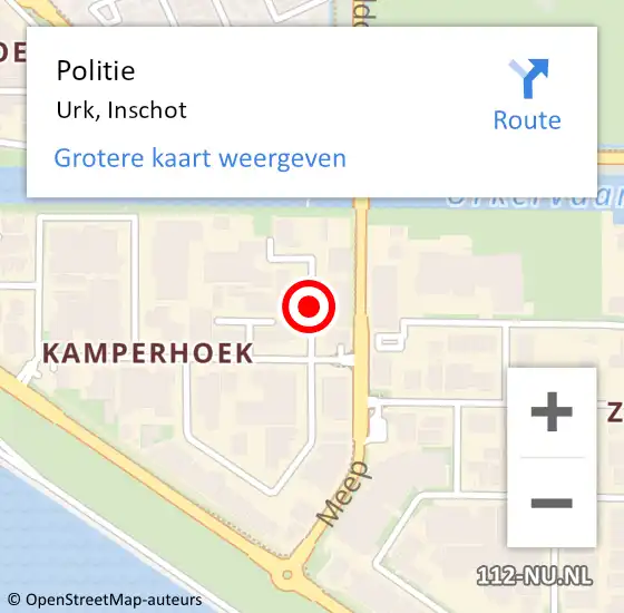 Locatie op kaart van de 112 melding: Politie Urk, Inschot op 16 september 2019 09:43