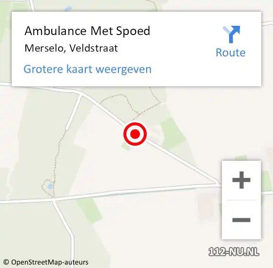Locatie op kaart van de 112 melding: Ambulance Met Spoed Naar Merselo, Veldstraat op 16 september 2019 09:43