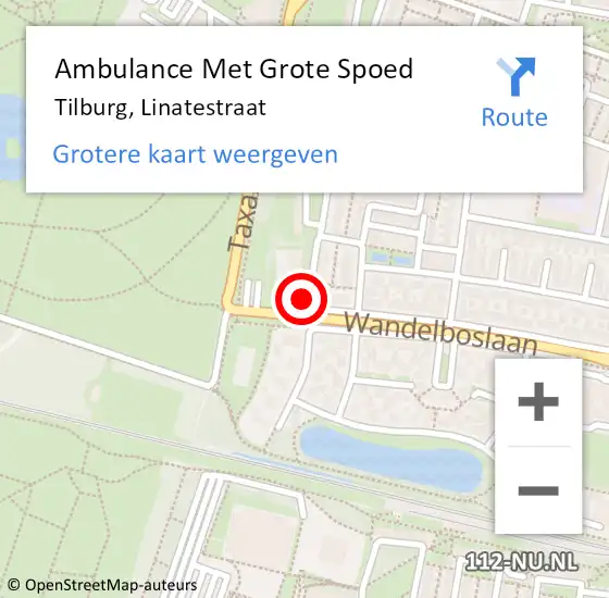 Locatie op kaart van de 112 melding: Ambulance Met Grote Spoed Naar Tilburg, Linatestraat op 16 september 2019 10:09