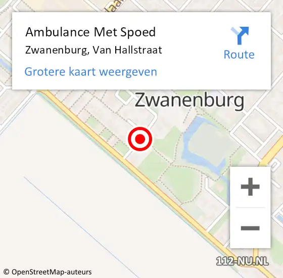 Locatie op kaart van de 112 melding: Ambulance Met Spoed Naar Zwanenburg, Van Hallstraat op 16 september 2019 10:46