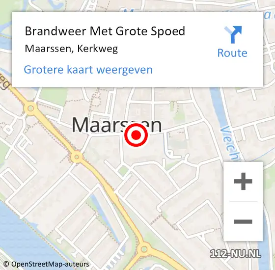 Locatie op kaart van de 112 melding: Brandweer Met Grote Spoed Naar Maarssen, Kerkweg op 16 september 2019 10:47